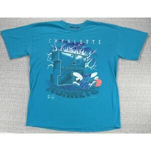 Vintage Charlotte Hornets Shirt Mens XL NBA Basketball Lightning Mascot USA 90s